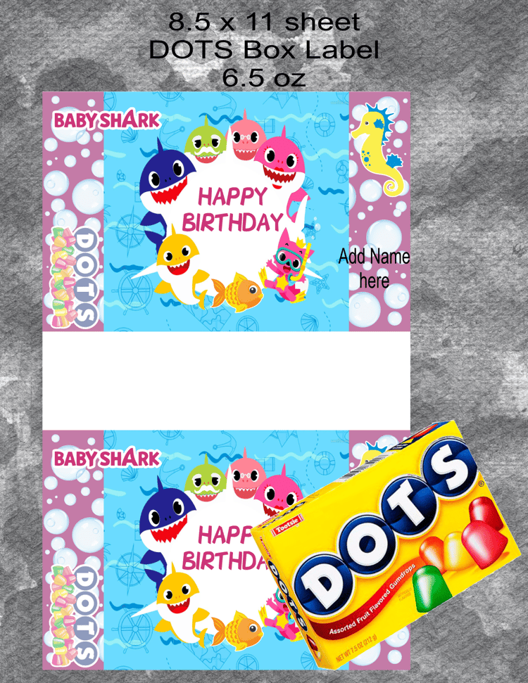 Pink Baby Shark DOTS Label