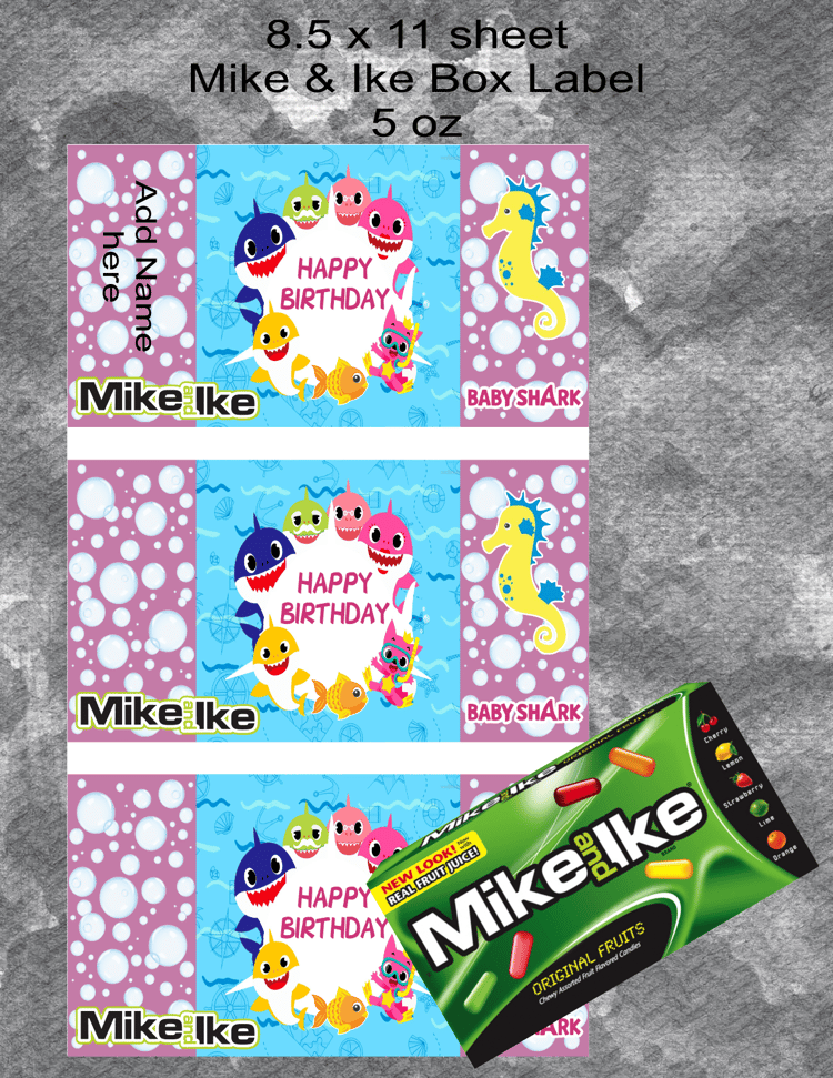 Pink Baby Shark Mike & Ike Label