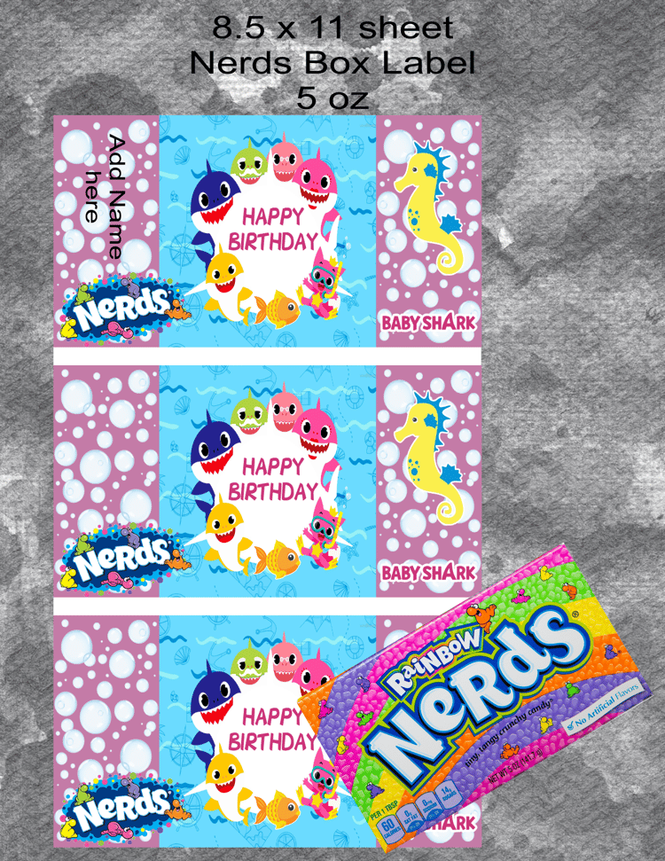 Pink Baby Shark Nerds Label