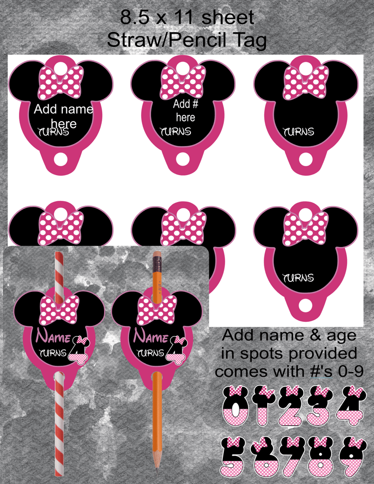 Minnie Straw/Pencil Tag