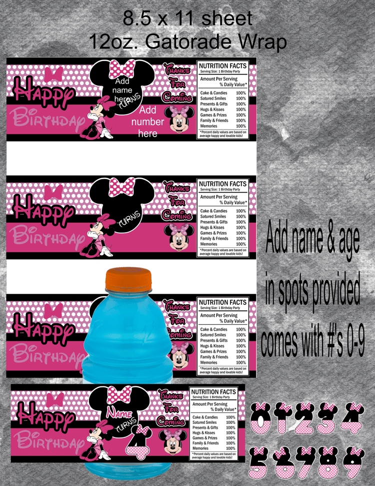 Minnie 12oz Gatorade Wrap