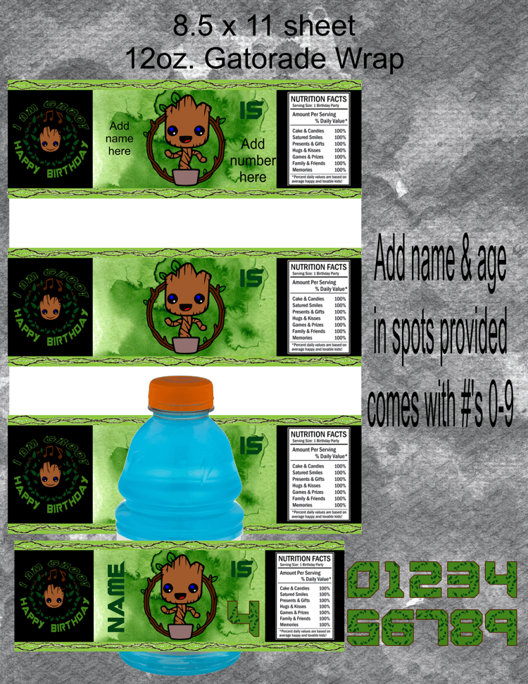 Groot 12oz Gatorade Wrap