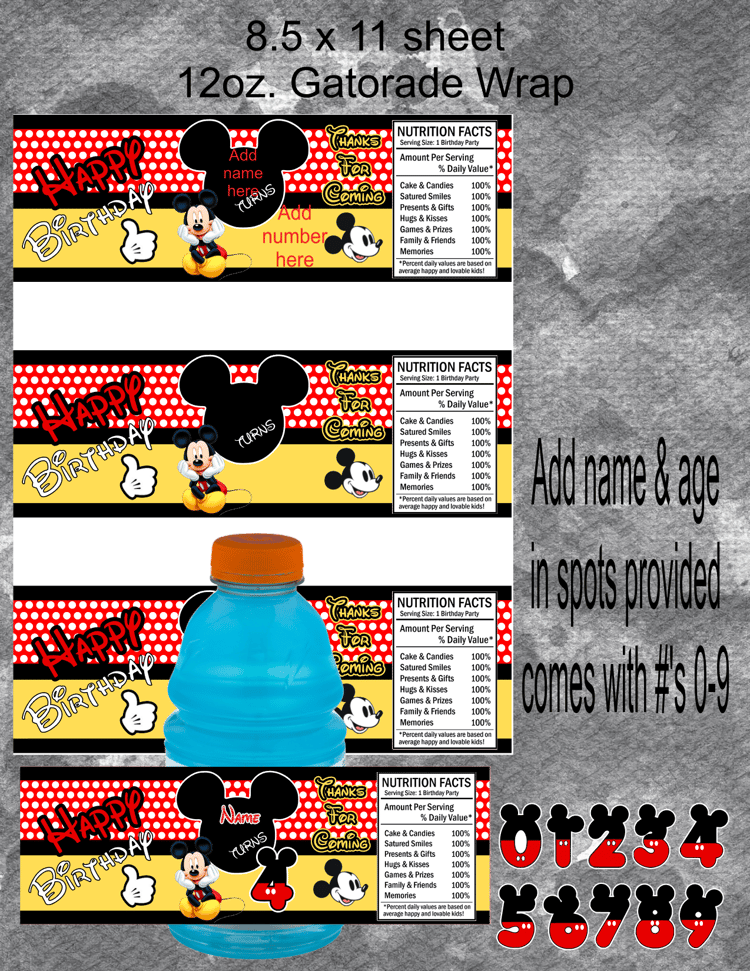 Mickey 12oz Gatorade Wrap