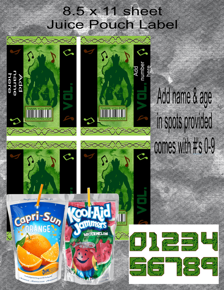 Groot Juice Pouch Label