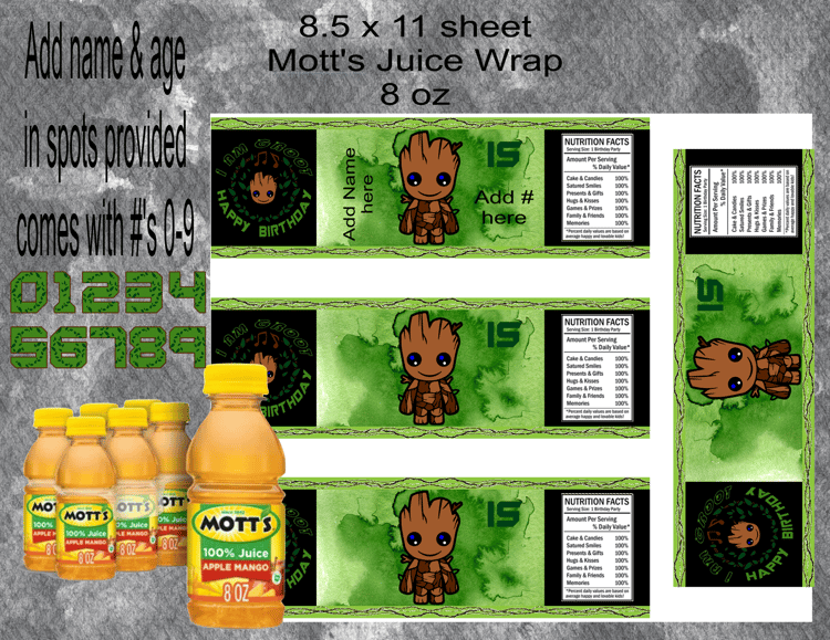 Groot Mott's Juice Bottle Wrap