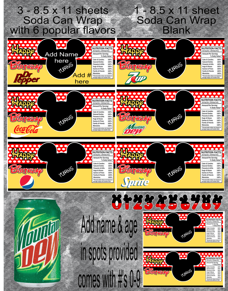 Mickey Soda Can Wrap