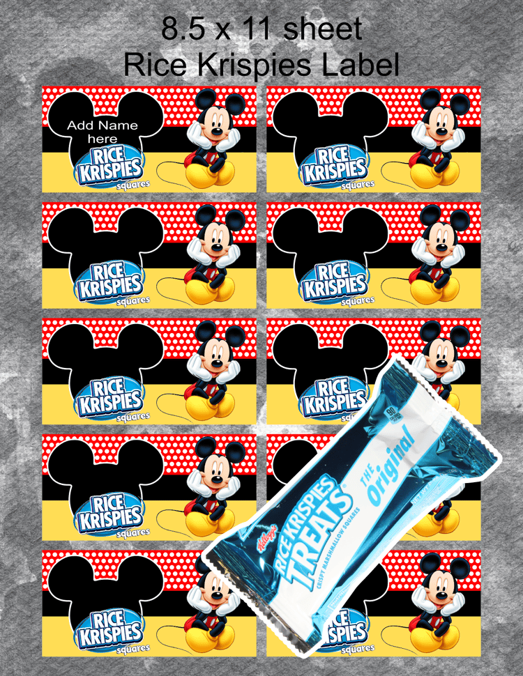 Mickey Krispie Treat Label