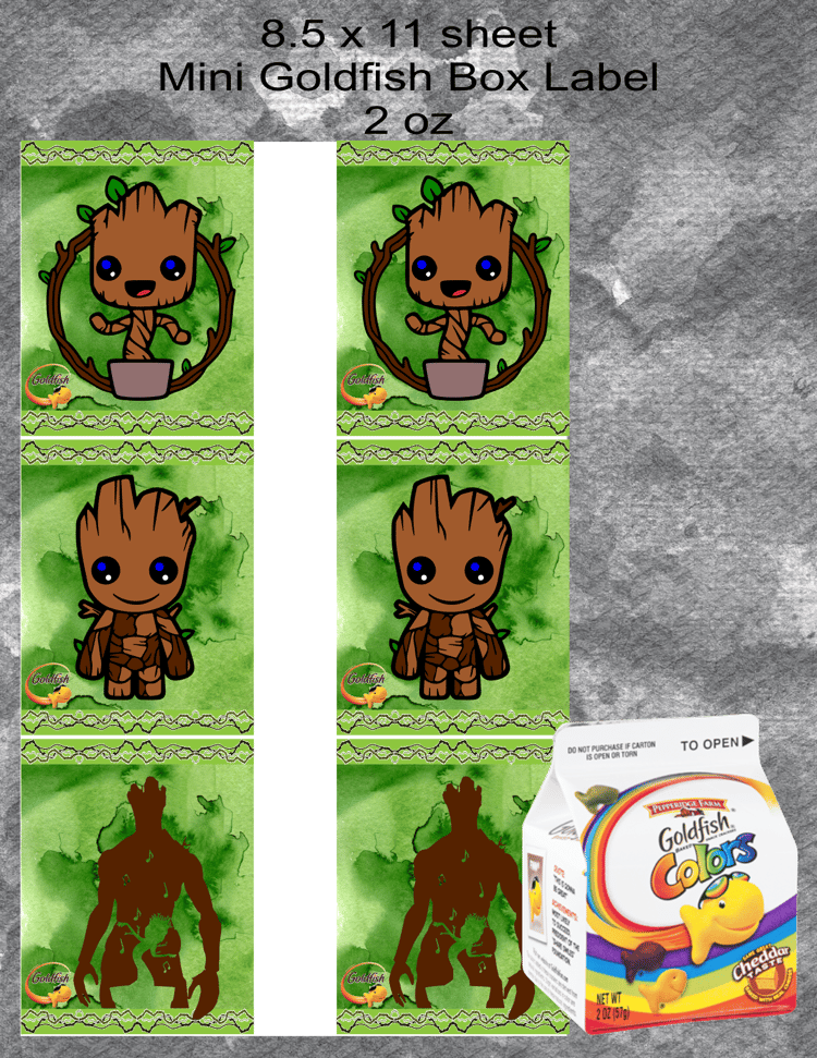 Groot Mini Goldfish Box Label