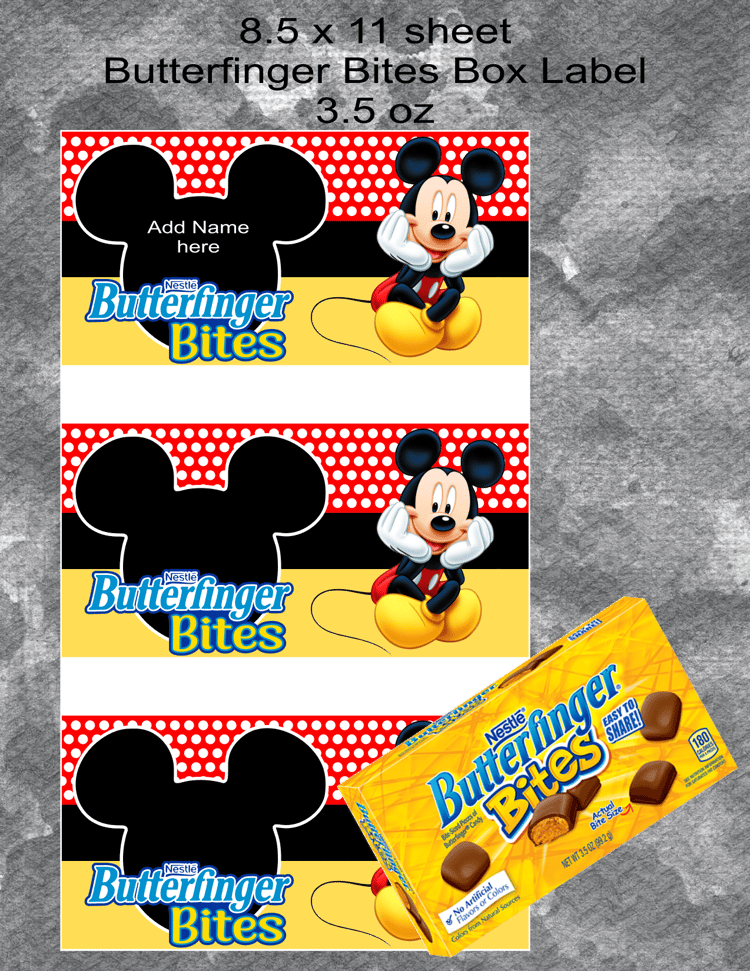 Mickey Butterfinger Bites Label