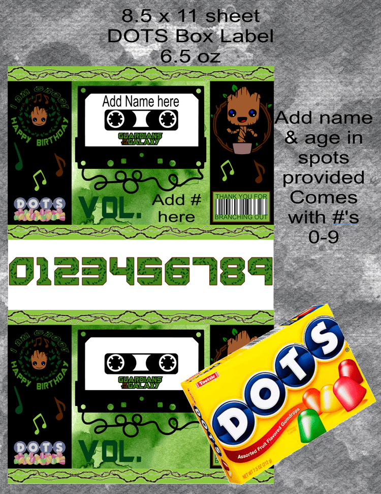 Groot DOTS Label