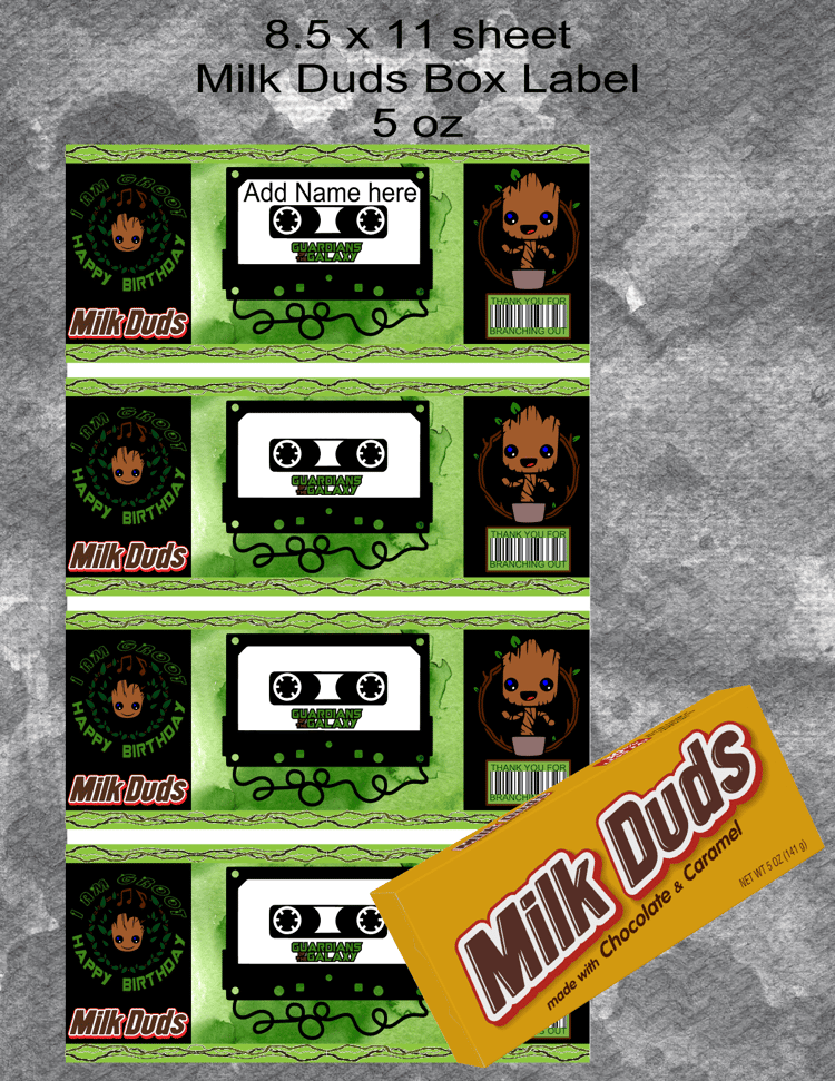 Groot Milk Duds Label