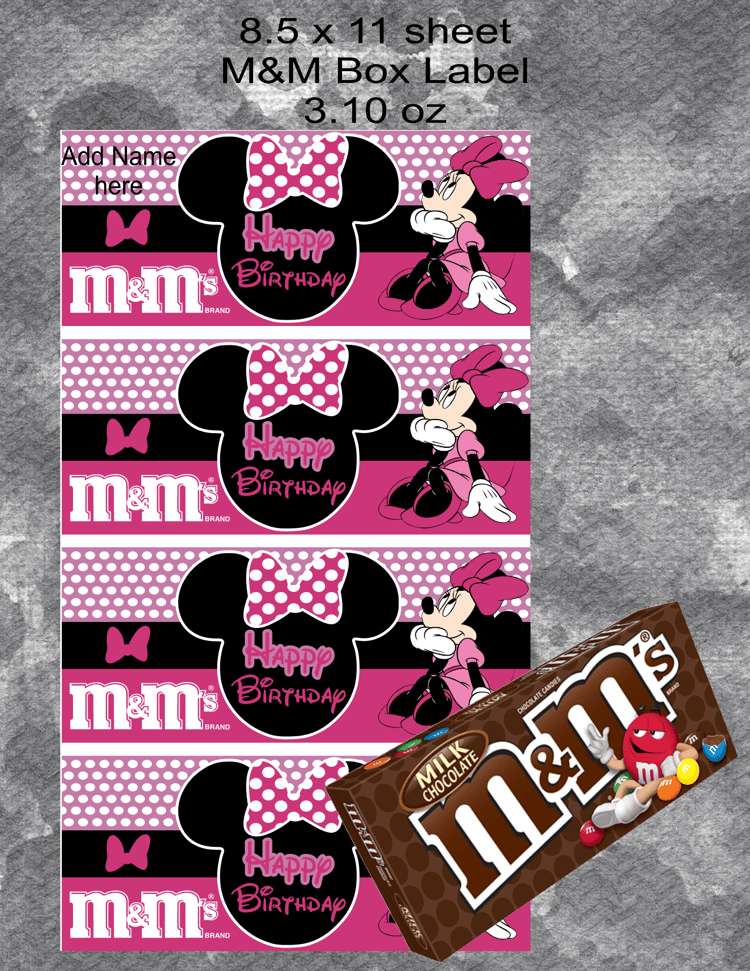 Minnie M&M Box Label