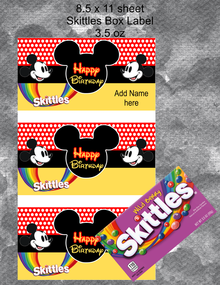 Mickey Skittles Label