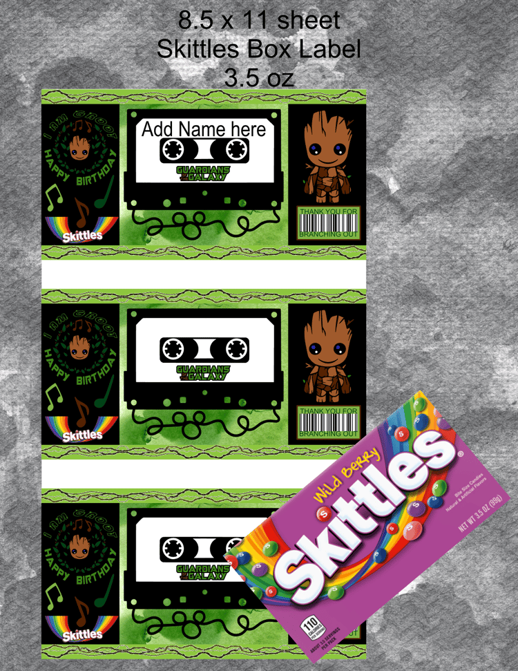 Groot Skittles Label