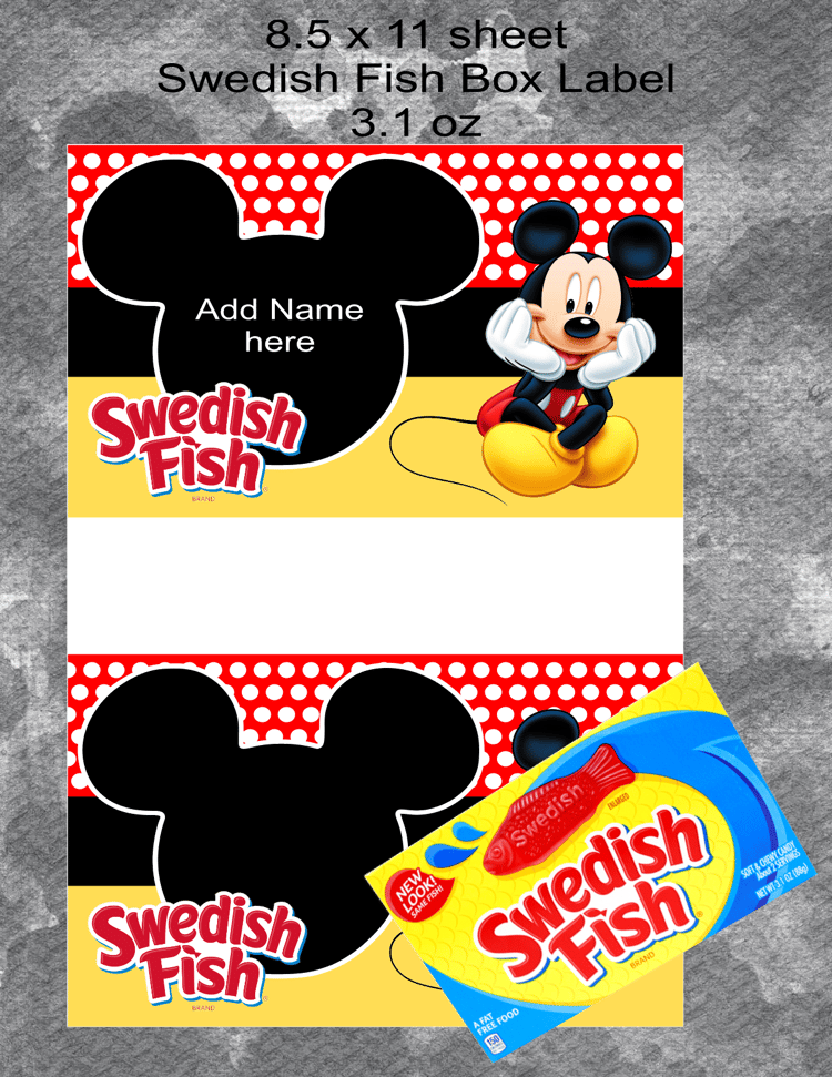 Mickey Swedish Fish Label