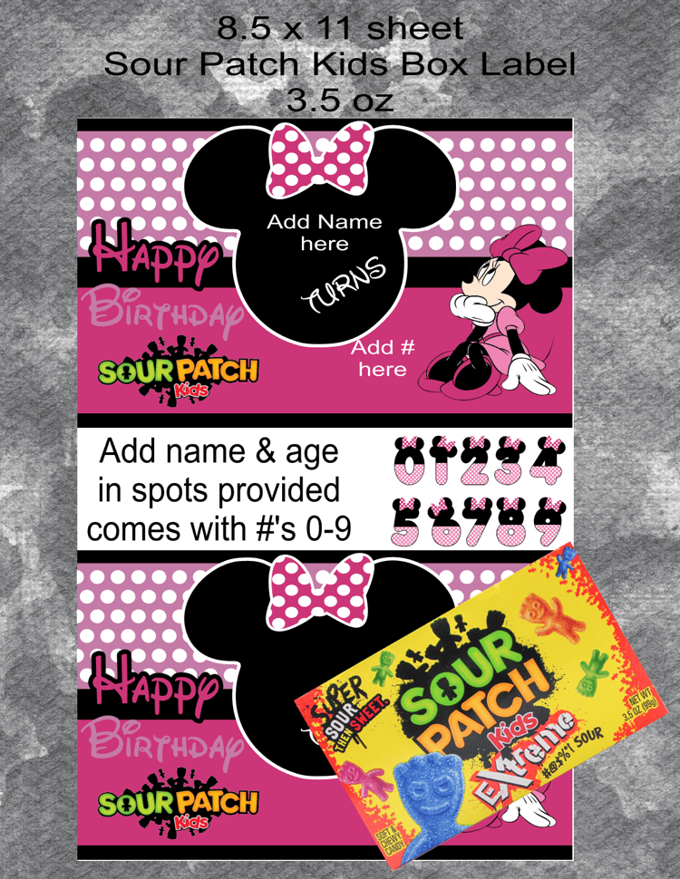 Minnie Sour Patch Kids Label