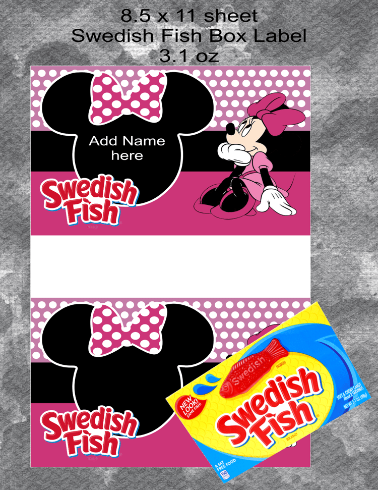 Minnie Swedish Fish Label