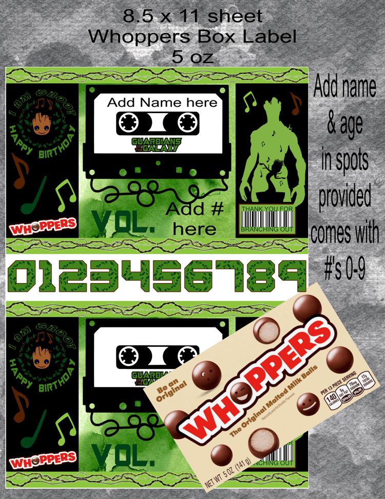 Groot Whoppers Label