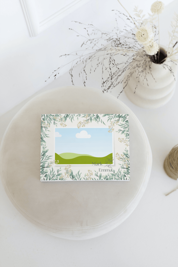 Fresh Elegance Photo Book Landscape | Customizable Canva Template | Digital. Mock photo book front cover