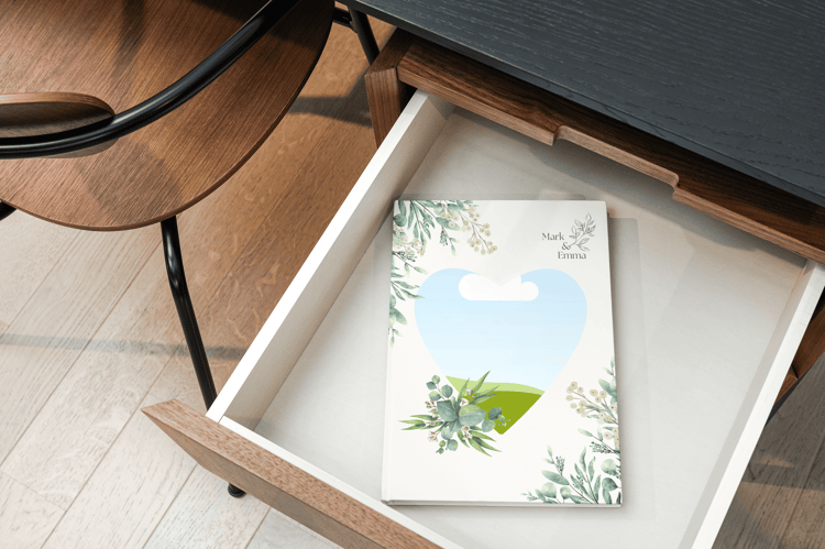 Fresh Elegance Photo Book Portrait | Customizable Canva Template | Digital. Mock front cover