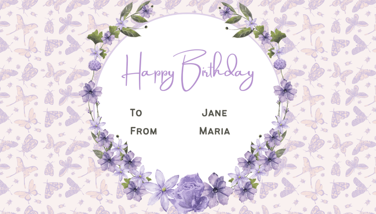 Delicate Purple Floral Frame Gift/Favor Tag | Customizable Canva Template | Digital. Design