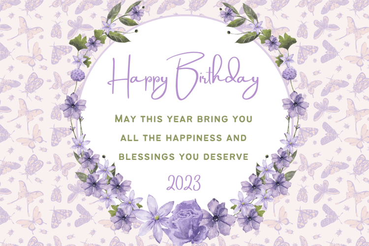 Delicate Purple Floral Frame Sticker Label 3"x2" | Customizable Canva Template | Digital. Design