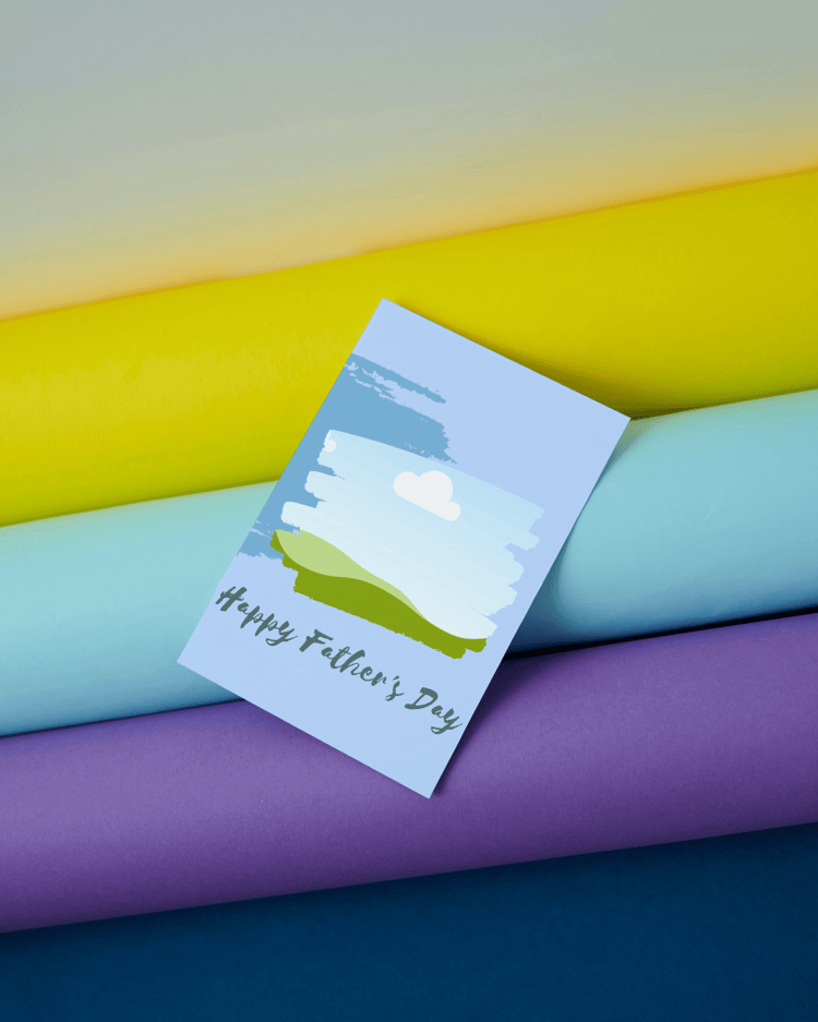 Customizable Father's Day Card Template - 'Best Dad In The World' and Photo Frames, mock image, outside front
