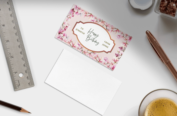 Pink Magnolia Flower Gift/Favor Tag | Customizable Canva Template | Digital. Mock image