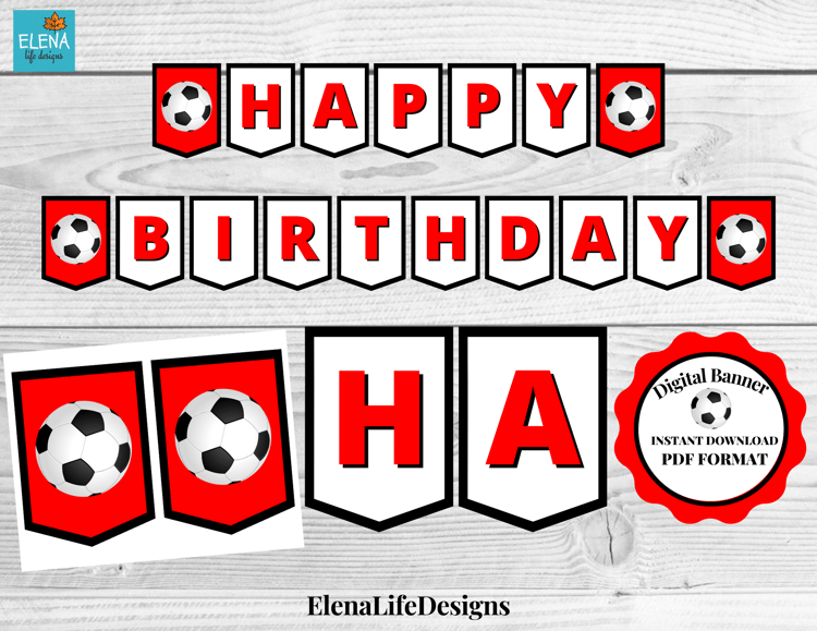 American Football Digital Banner - Digital Happy Birthday Banner