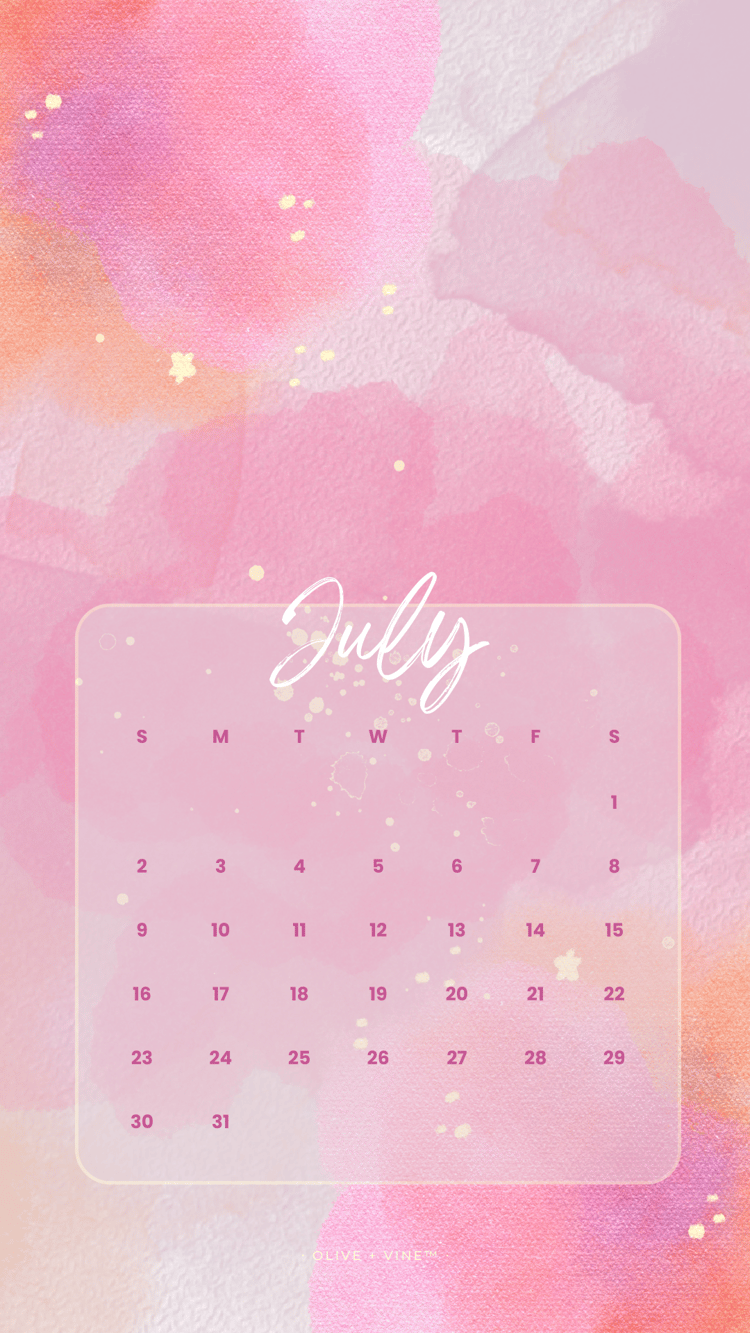 Free July 2023 Calendar phone wallpaper