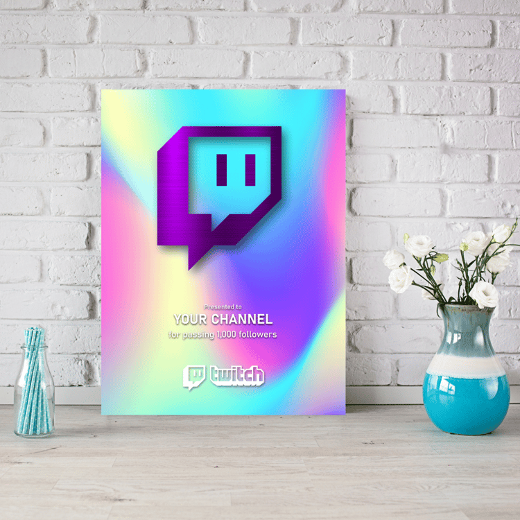 rainbow Twitch custom award plaque