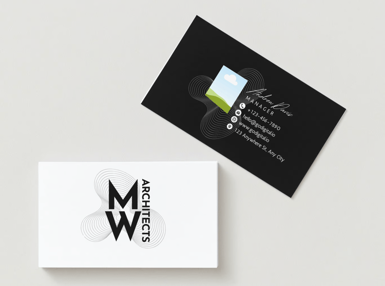 Customizable Modern Bold Initials Design Business Card Template for Canva - Small Business Branding, mock, white front