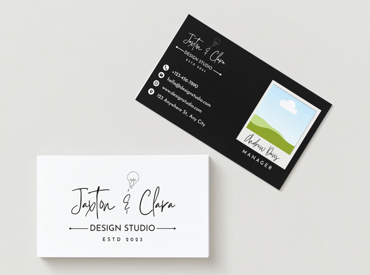 Customizable Elegant hand-drawn script Business Card Template for Canva - Small Business Branding, mock white front