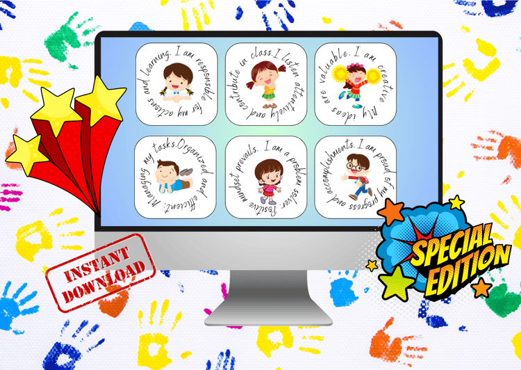 Empower with Positivity: Affirmation Flashcards for School Children - Instant Download