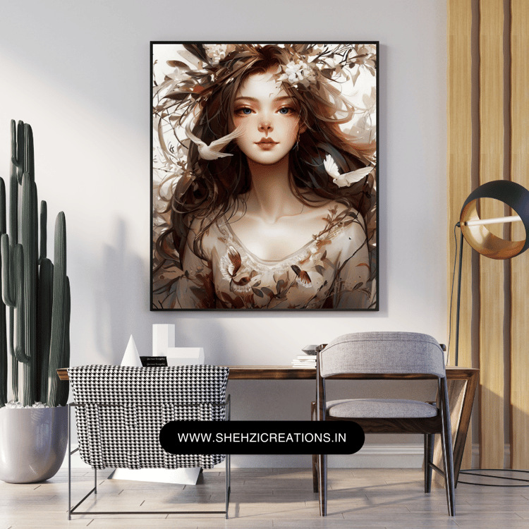 Captivating Digital Nature Painting: Beautiful Girl - Instant Download Art - 5 Nos.