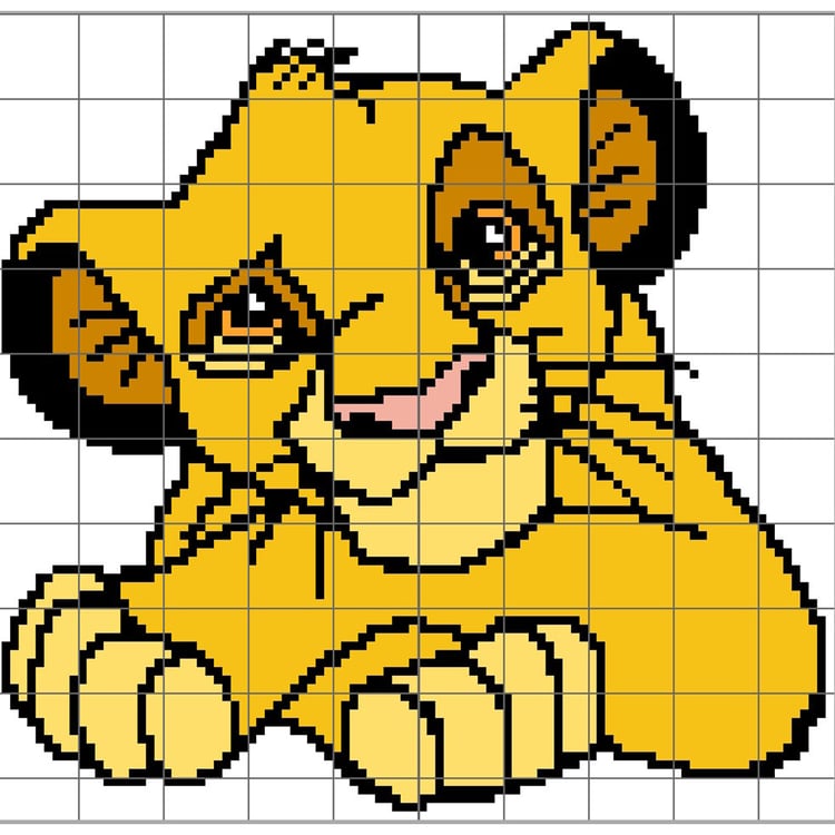 Grid of Lying Simba - The lion king - Disney