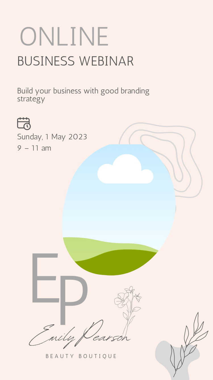 Customizable Modern initials with floral accents Instagram Story Template for Canva - Small Business Branding, pale pink