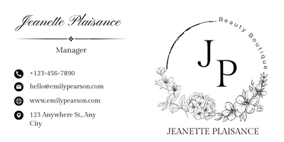 Customizable Classic initials in a circular floral frame Email Signature Template for Canva - Small Business Branding, white