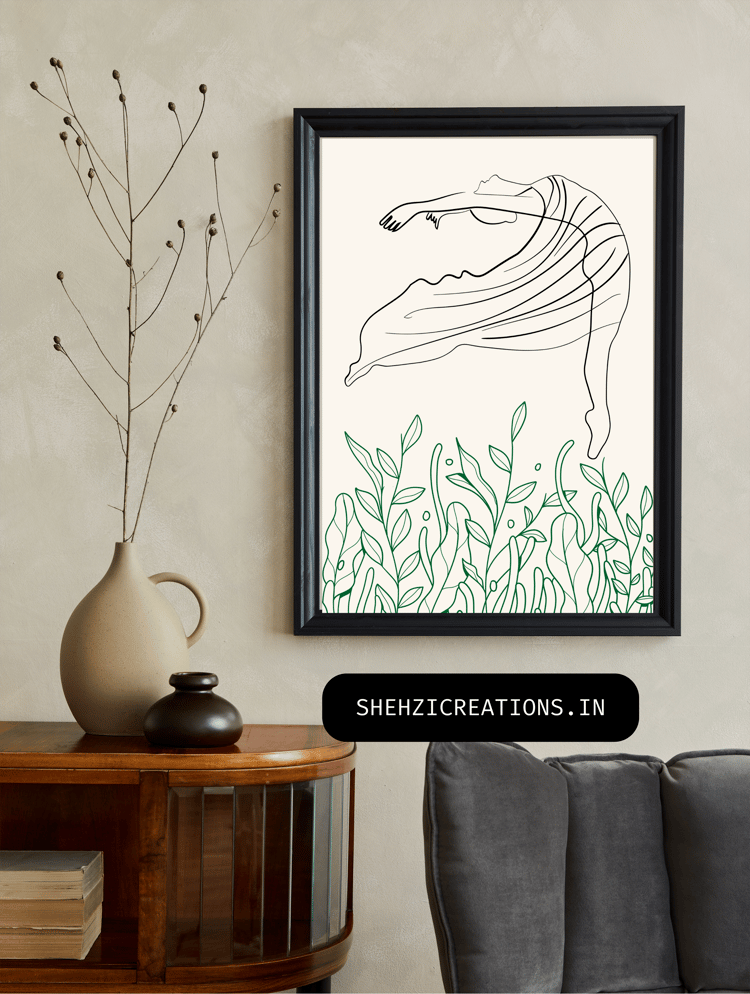 Wall Art Abstract Boho Art Print, Living Room Print, Mid Century Wall Line Art Print Set, Bohemian Terracotta Wall, Decor Art Print