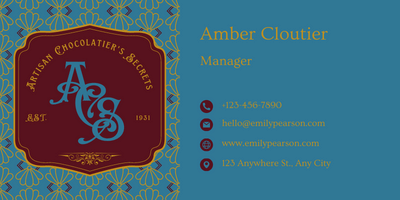 Customizable Classic, elegant initials in European style Email Signature Template for Canva - Small Business Branding, turquoise background