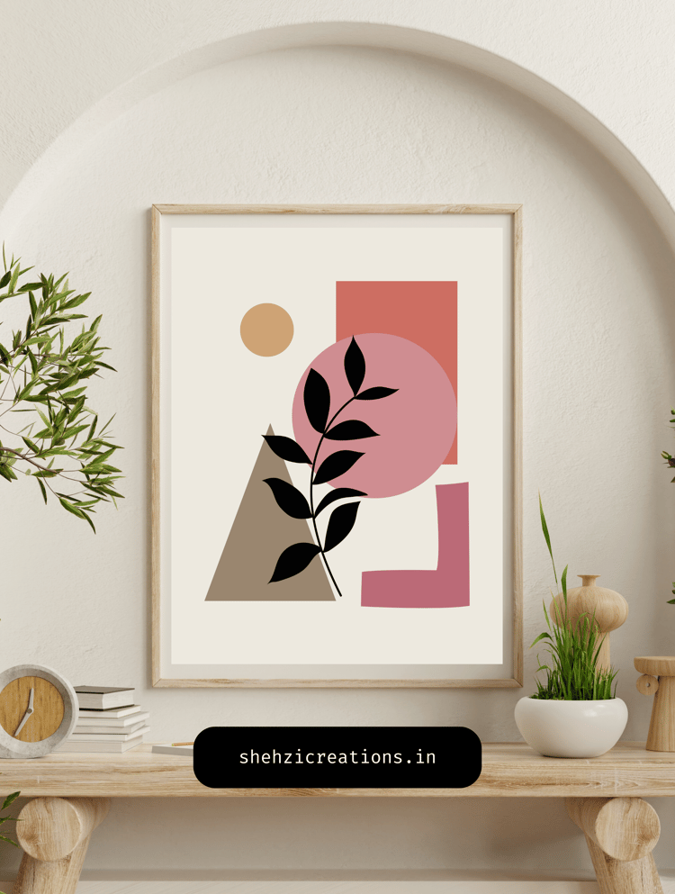 Playful Abstractions: Mid Century Bohemian Print Set for Art Lovers