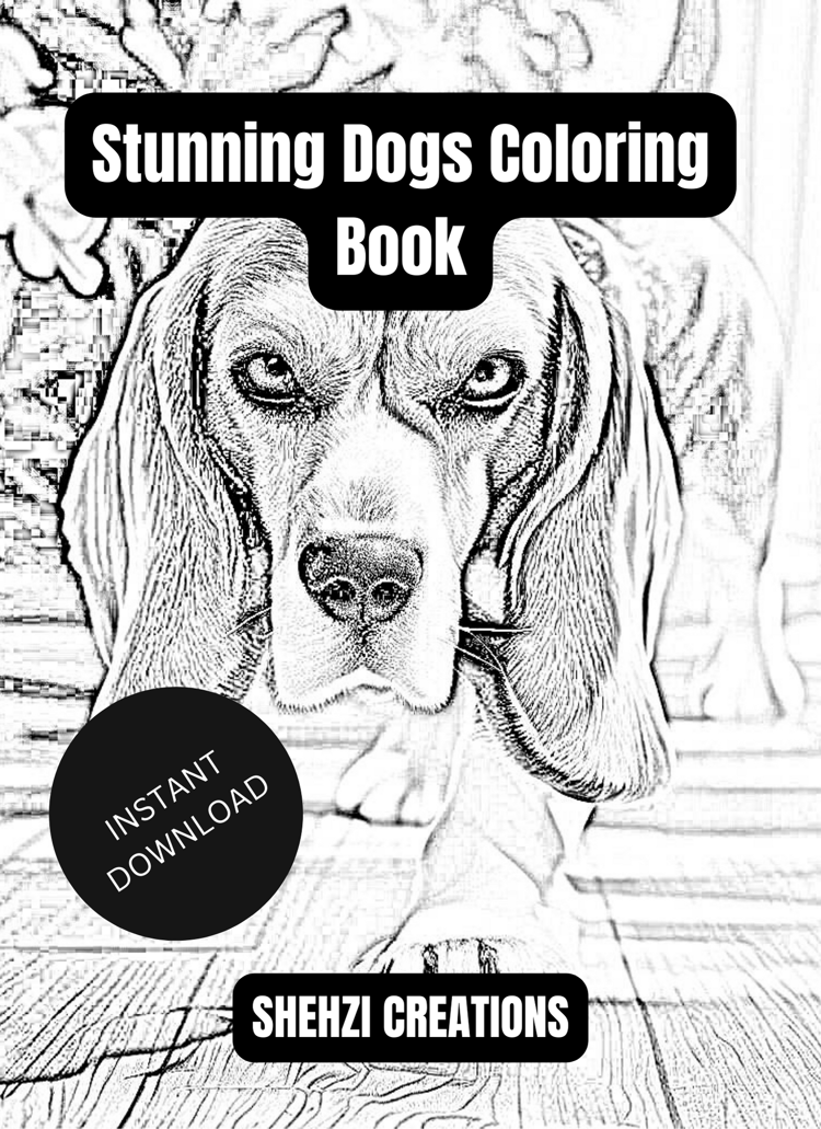 Experience Canine Beauty: Stunning Dogs Coloring Book - Instant Download