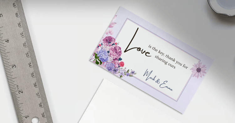 Purple Full Bloom Floral Gift/Favor Tag | Customizable Canva Template | Digital. Mock image