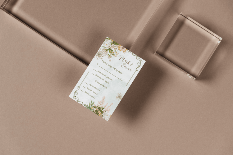 Vibrant Full Bloom Floral RSVP Card | Customizable Canva Template | Digital. Mock image
