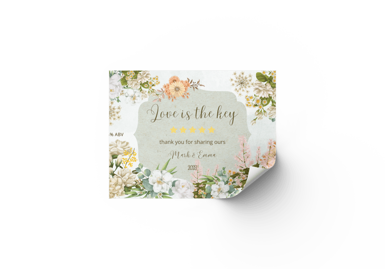 Vibrant Full Bloom Floral Sticker Label 6"x4" | Customizable Canva Template | Digital. Mock sticker