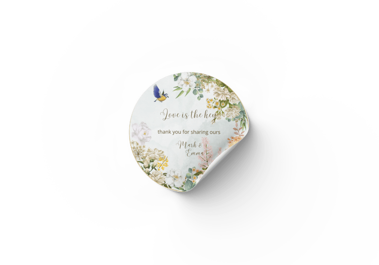 Vibrant Full Bloom Floral Circle Sticker | Customizable Canva Template | Digital. Mock sticker