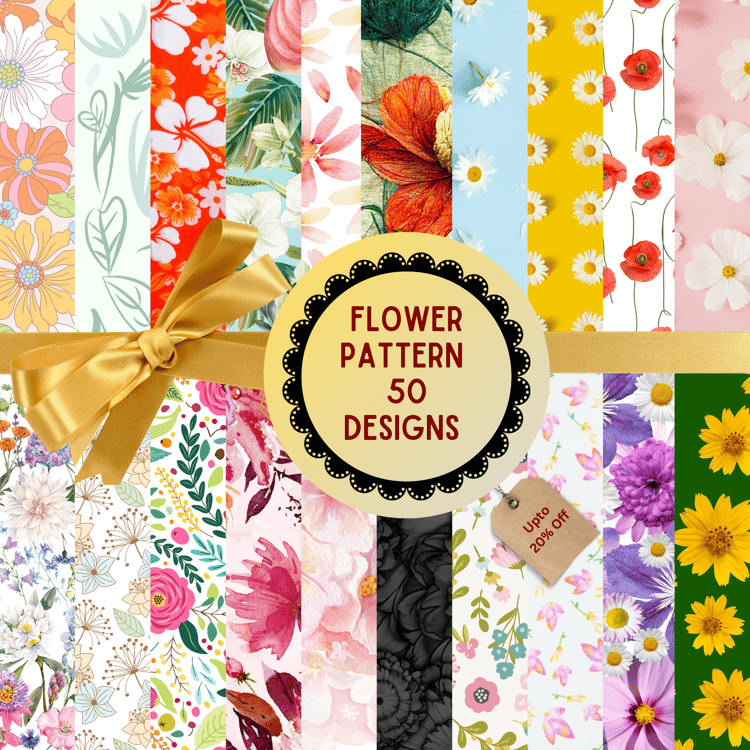 Blossom Your Space: 50 Beautiful Flower Patterns - Instant Download