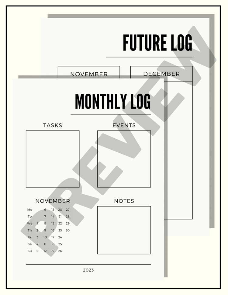 Monthly and Yearly Planner Bullet Journal Planning System Self Help