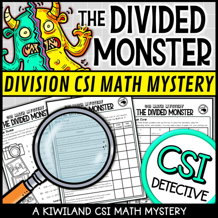 Practice Division Problems with CSI Math Mystery Kiwiland Education