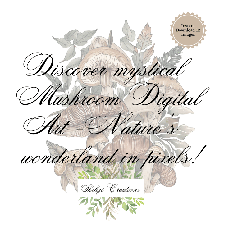 Explore Pixel Wonderland: Enchanting Mushroom Digital Art | Instant Download | 12 Images